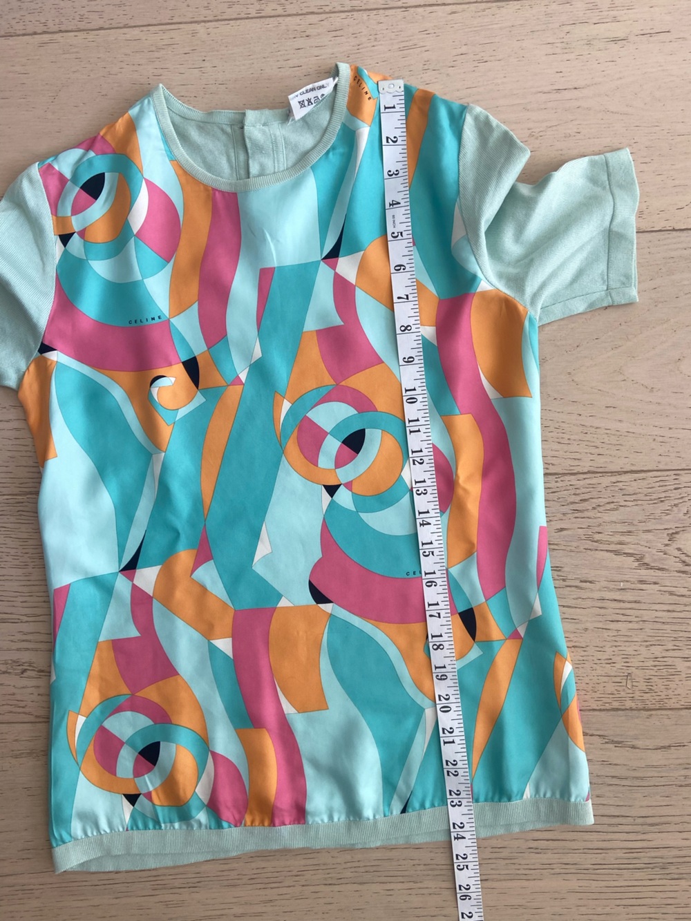 CELINE Paris Vintage 80s Abstract Geometric Print Top Size US2 / IT38 - Picture 8 of 9
